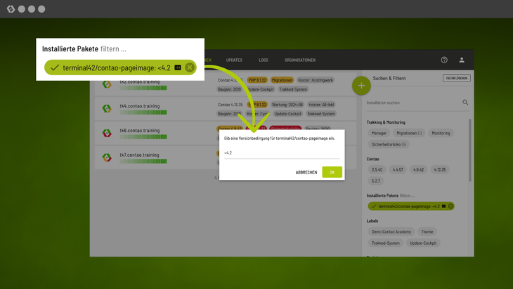 trakked - Installierte Pakete filtern mit Versionsbedingung